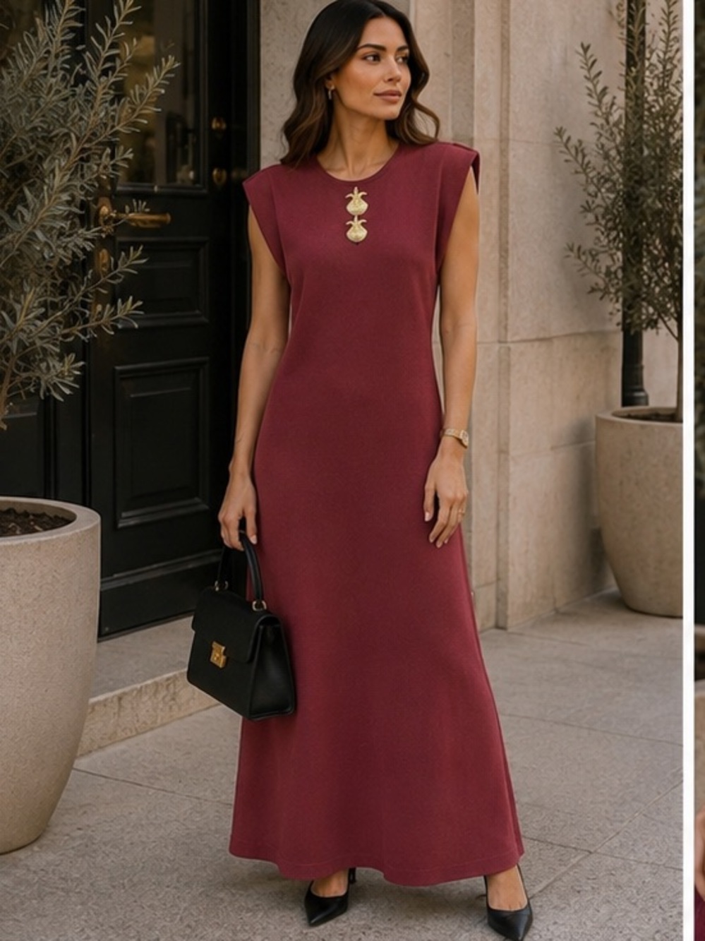 ✨ Parisian Elegance ✨ Sleeveless Maxi Dress in Deep Burgundy - Elegant Everyday